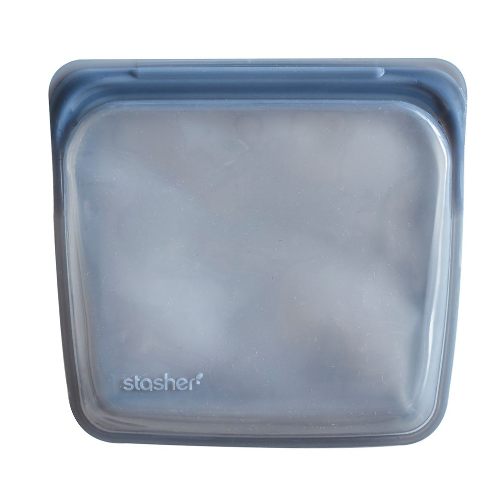 美國 Stasher - 食品級白金矽膠密封食物袋-Sandwich方形-成熟黑 (443ml)