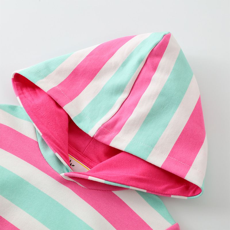 Jumping meters - 連帽棉質長袖連身大學T-亮片獨角獸-藍+粉+白