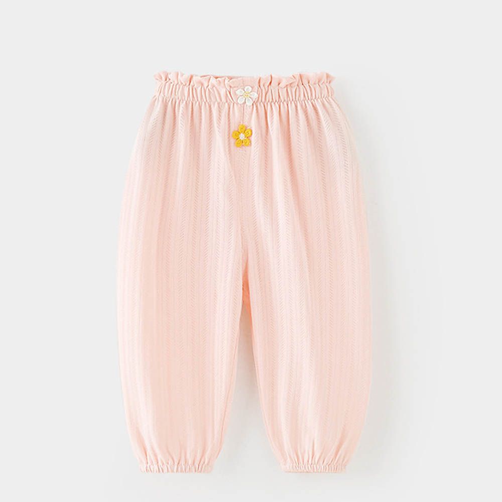 小寶貝優惠！柔軟透氣緹花防蚊褲-小花-粉色