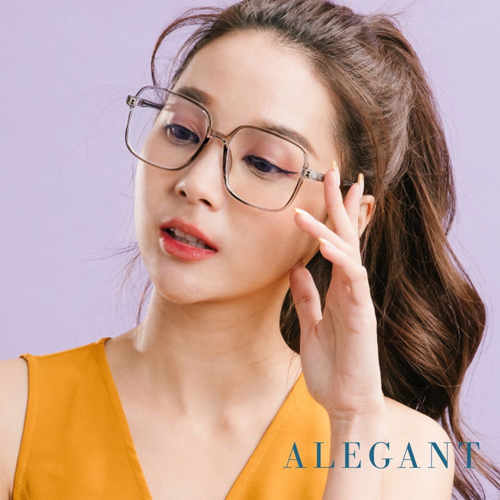 ALEGANT - 街頭潮流透視布魯灰TR90方框材質透視鏡腳設計UV400濾藍光眼鏡
