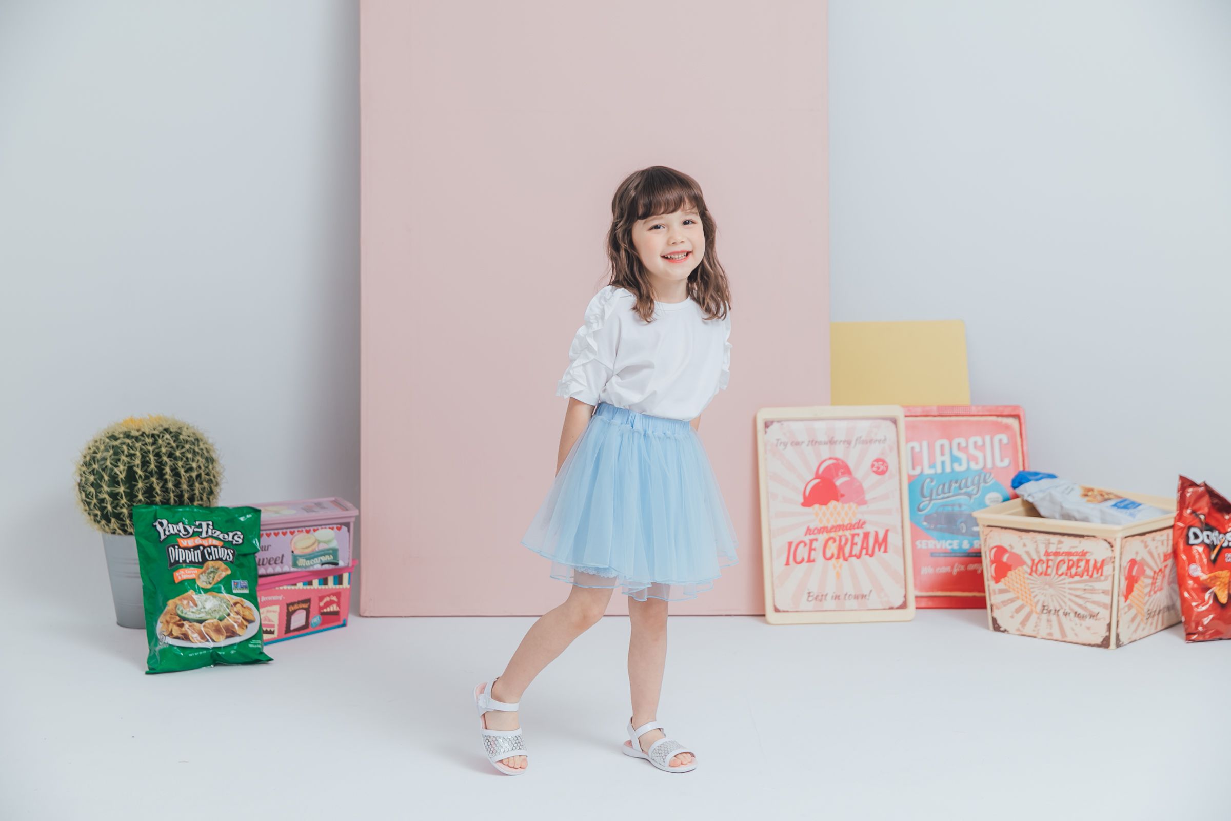 Peachy - 北鼻款*獨家訂製綿柔空氣紗裙-短裙款-Elsa冰藍