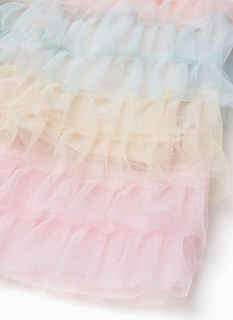 韓國 OZKIZ - 星星柔彩網紗拼接洋裝-奶油米