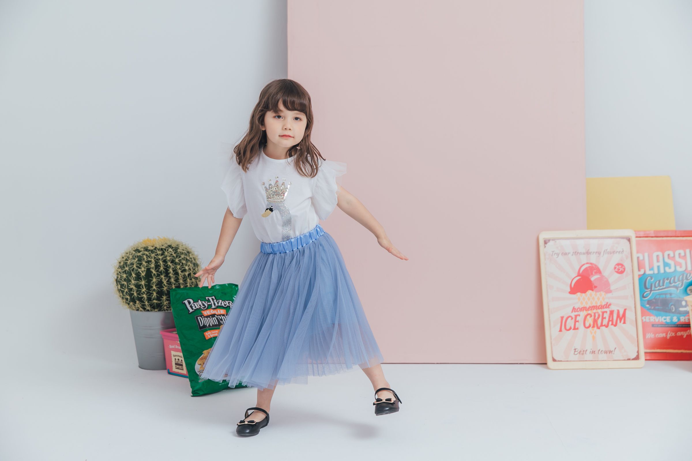 Peachy - 北鼻款*獨家訂製綿柔法式浪漫三層蓬紗裙-三層蓬版-仙杜瑞拉藍