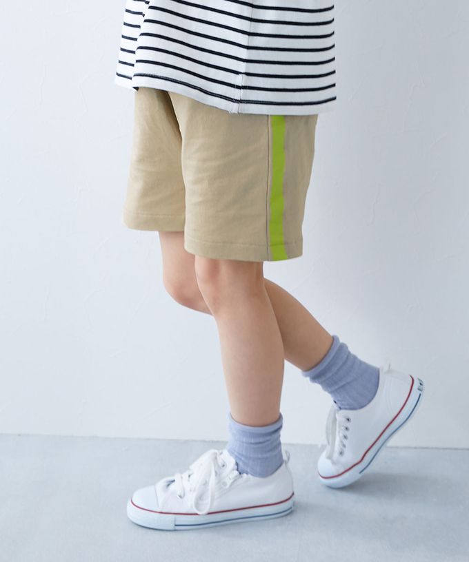 日本 devirock - 夏日印花純棉寬版短褲-植物與鳥-淺米棕