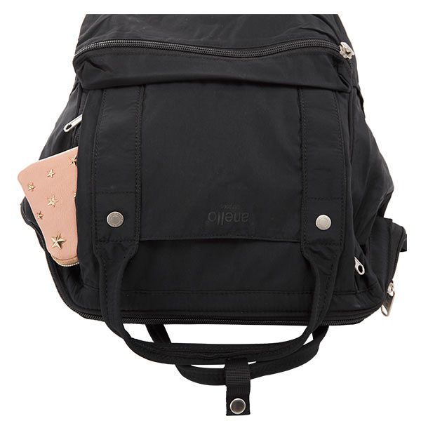 日本 Anello - 棉質尼龍風大開口後背包 10POCKET-mini小尺寸-GY灰