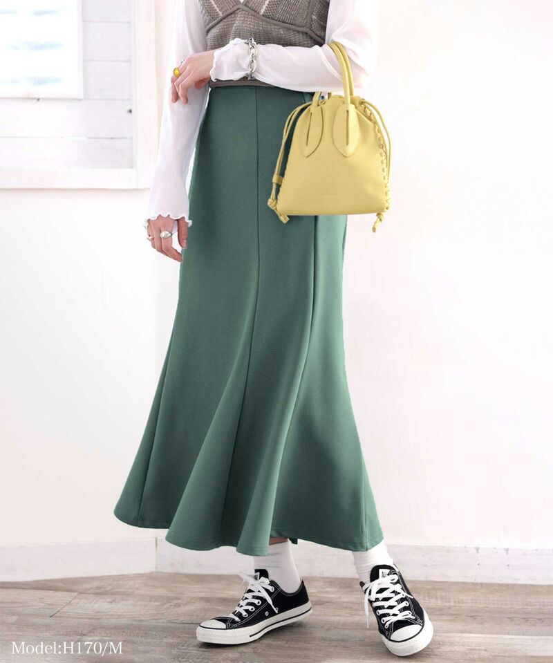 日本 Classical Elf - 百搭質感彈性修身魚尾裙-灰藍