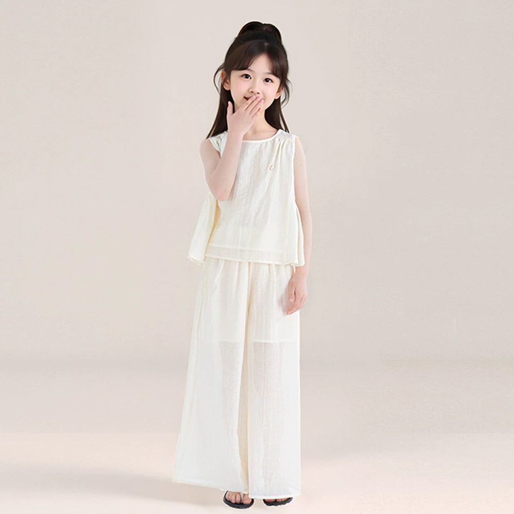 涼感萊賽爾無袖套裝-杏色