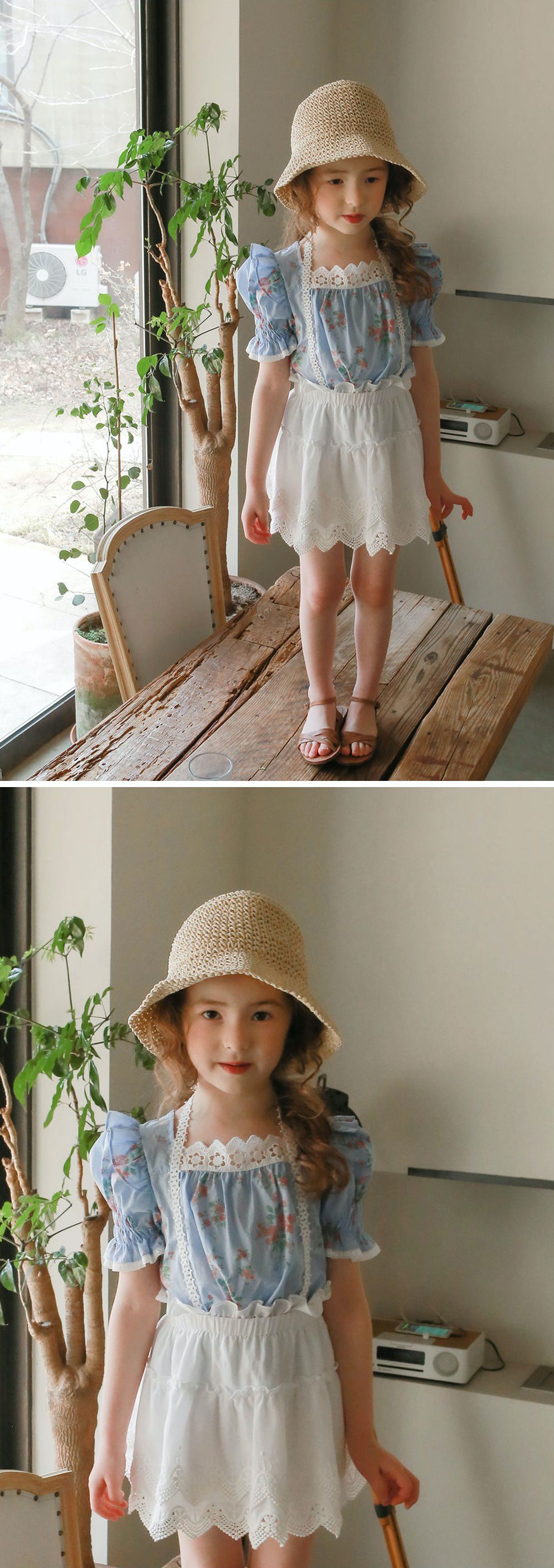 韓國 PuellaFLO - 鋸齒狀鏤空蕾絲綁帶吊帶裙-象牙白