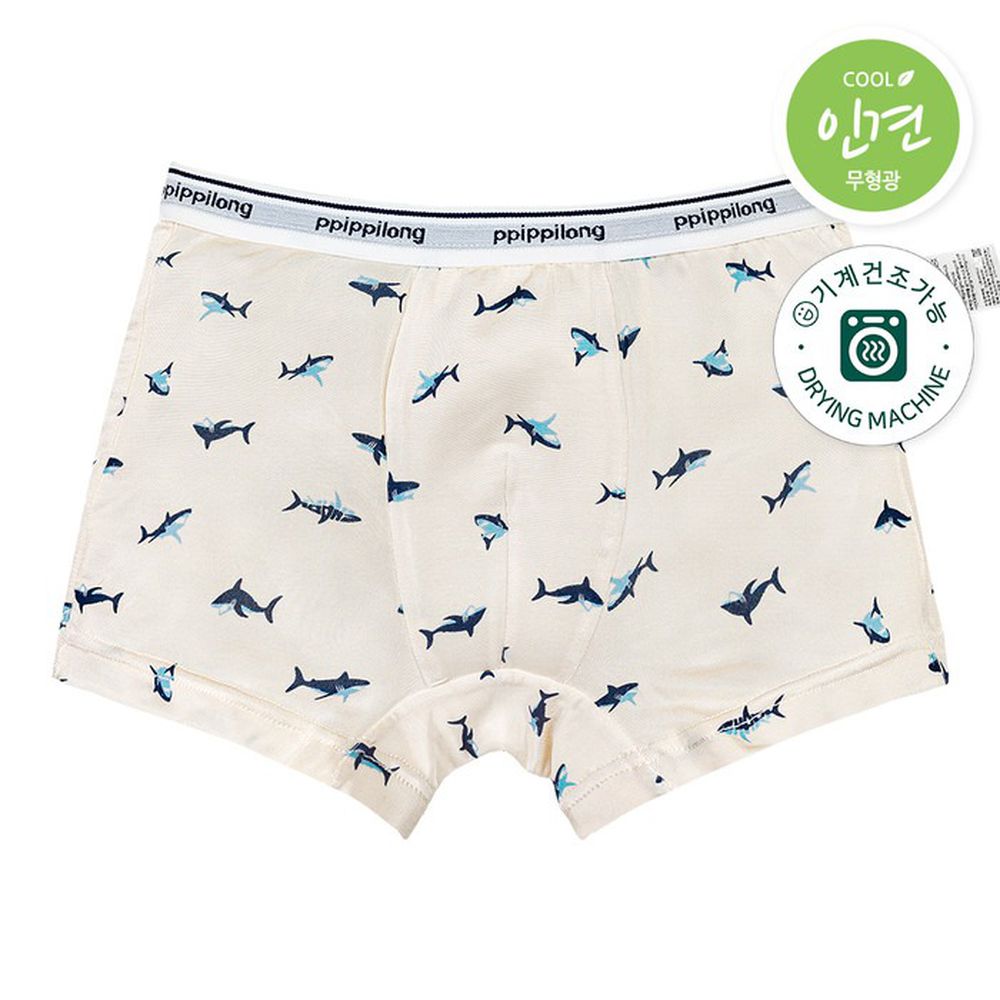 嫘縈涼感透氣四角褲(男寶)-深藍鯊魚-米膚