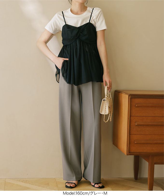 日本 Kobe Lettuce - 美腳中線！不易皺喬其紗寬版長褲-粉紅