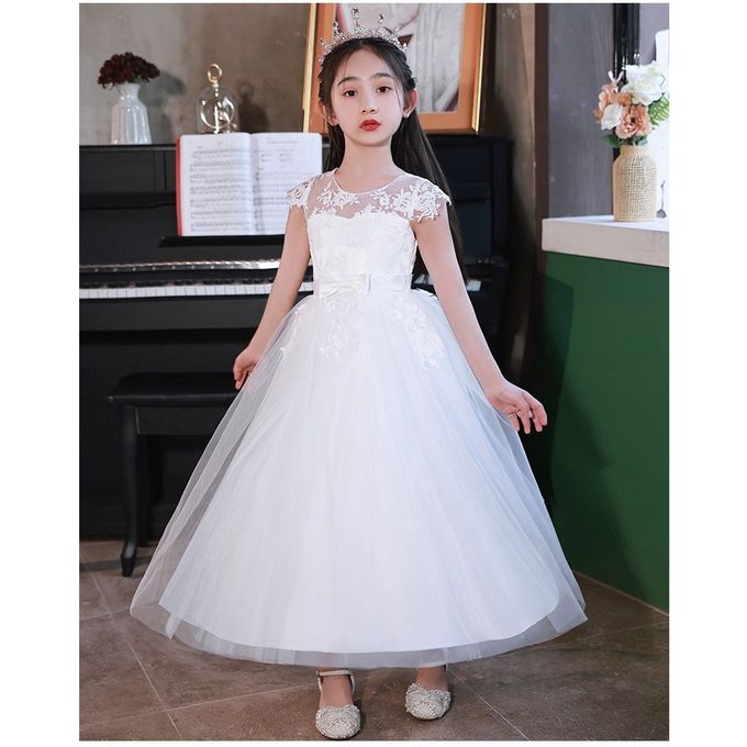 畢業典禮古典美人蕾絲白紗長禮服