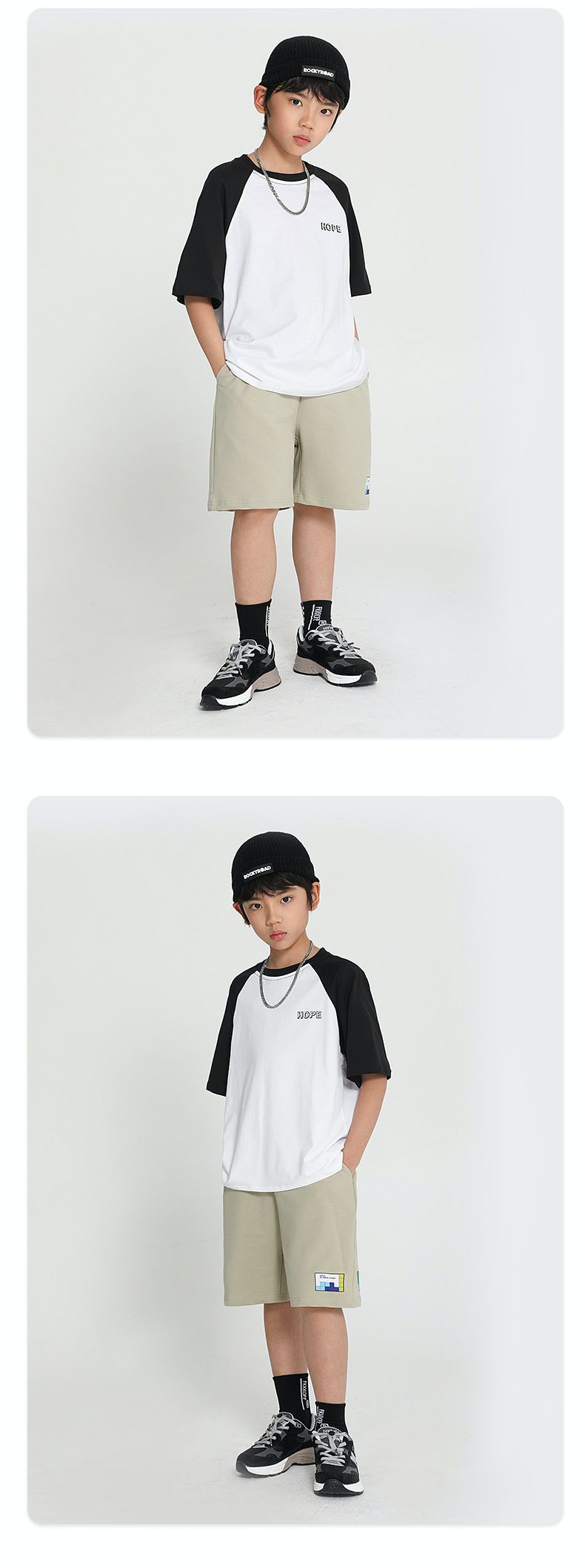 純棉基礎款短袖上衣-白+藍