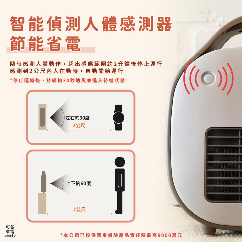 迷你人體感應陶瓷電暖器 KPH-G621 / PTC陶瓷加熱 人體感應偵測 智慧節能-1.2kg