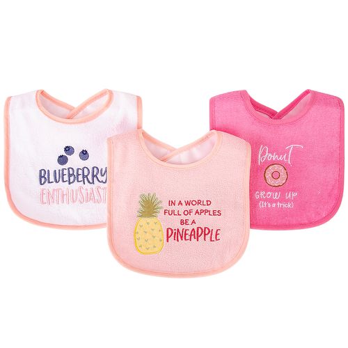 甜蜜寶貝嬰幼兒口水巾圍兜3入組(上層棉質吸水/底層防水)-甜美水果