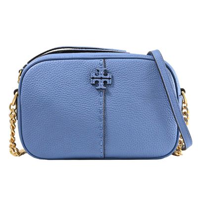 TORY BURCH - 荔枝皮革相機包 (水藍色)