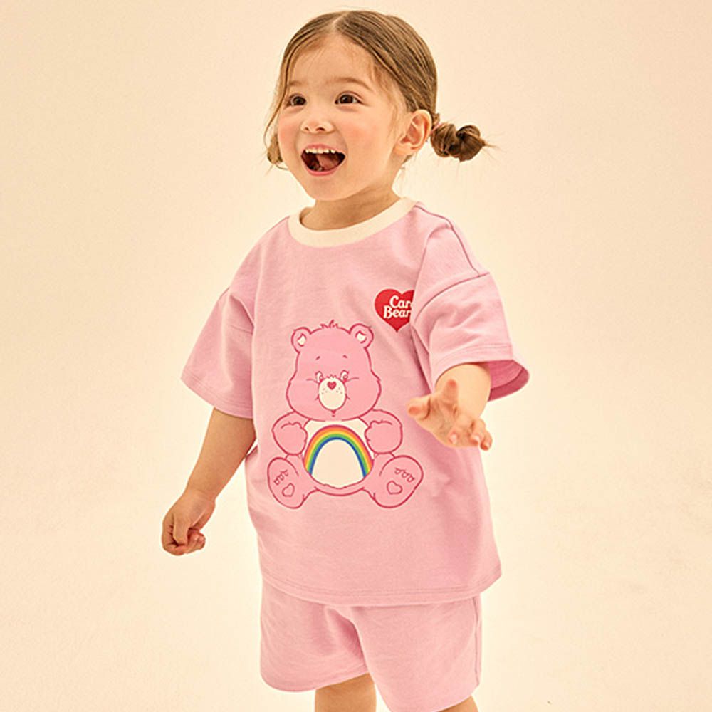 聯名款大熊熊印短袖套裝-彩虹粉紅熊-粉