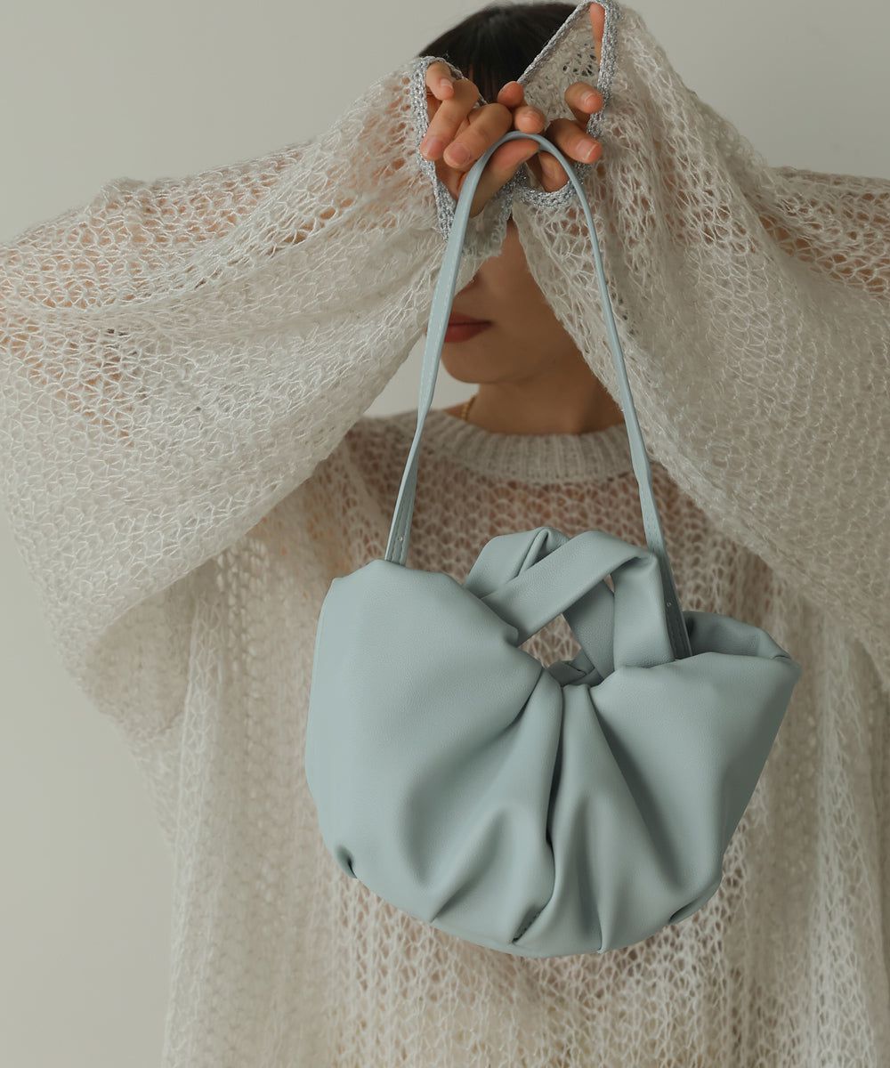 日本 Bab - 2WAY抓皺設計皮革小包-淺藍