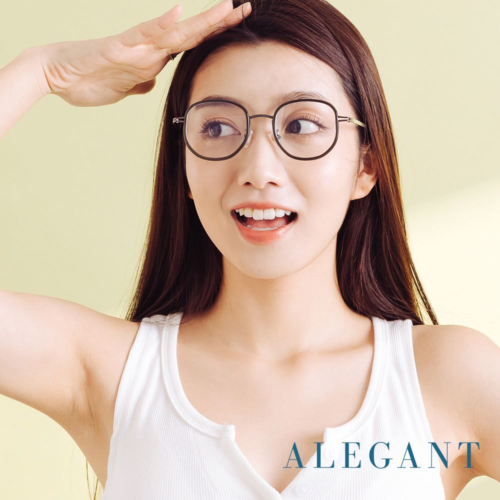 ALEGANT - 義式質感歐碧綠溫莎圈縷空造型圓框UV400濾藍光眼鏡