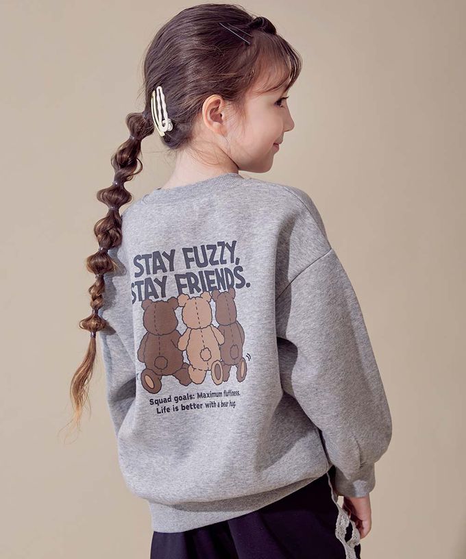 日本 devirock - 熱銷款 裏起毛落肩長袖上衣-老虎張開-炭黑