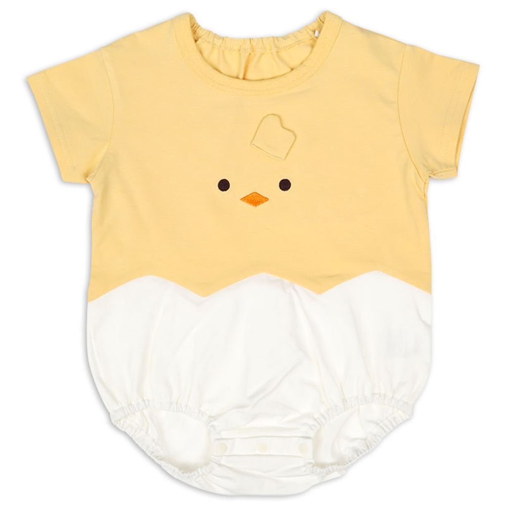 短袖外出包屁衣-動物造型-黃色