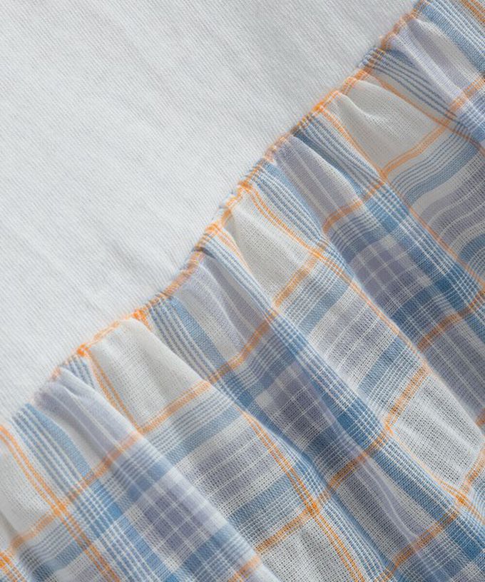 日本 Lupilien - 接觸涼感 可愛格紋休閒五分袖上衣-灰棕