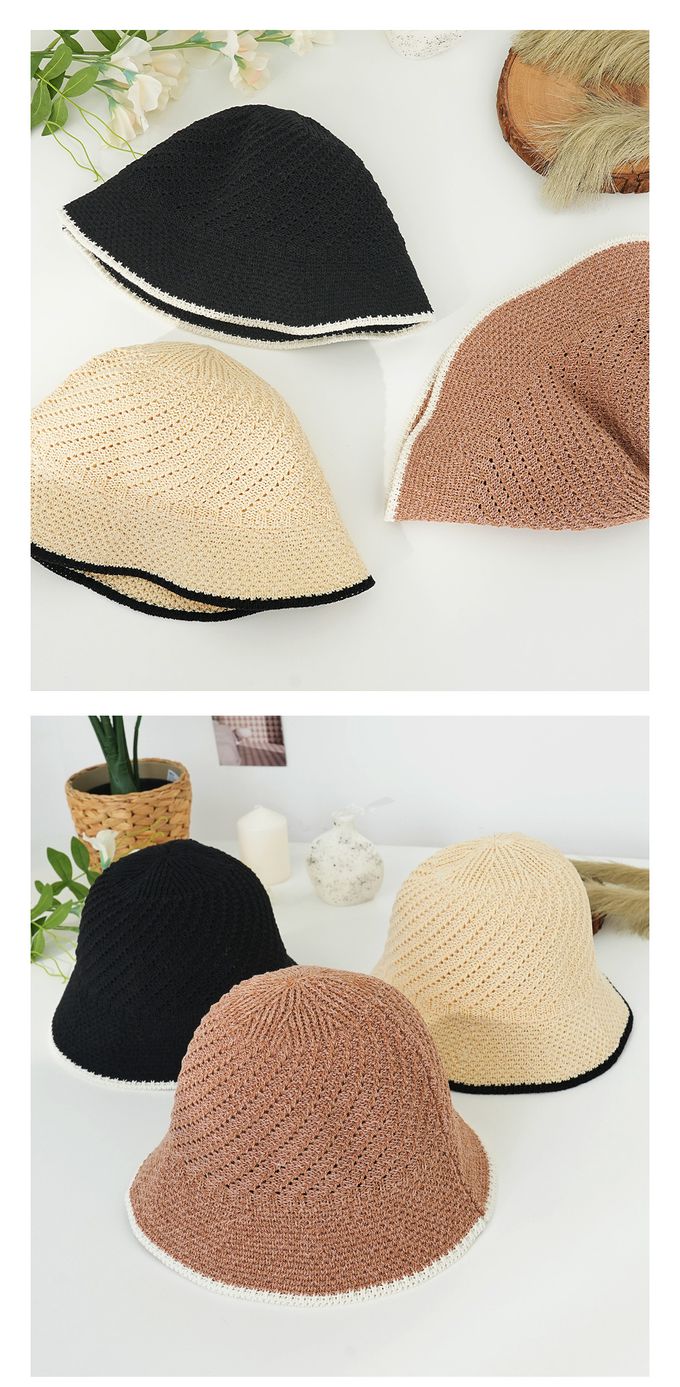 韓國 Soo&Soo - 基本百搭款編織漁夫帽-米杏