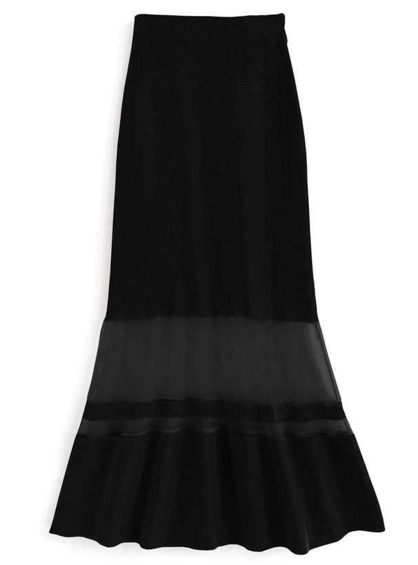 日本 GRL - 夢幻薄紗拼接修身魚尾裙-米杏