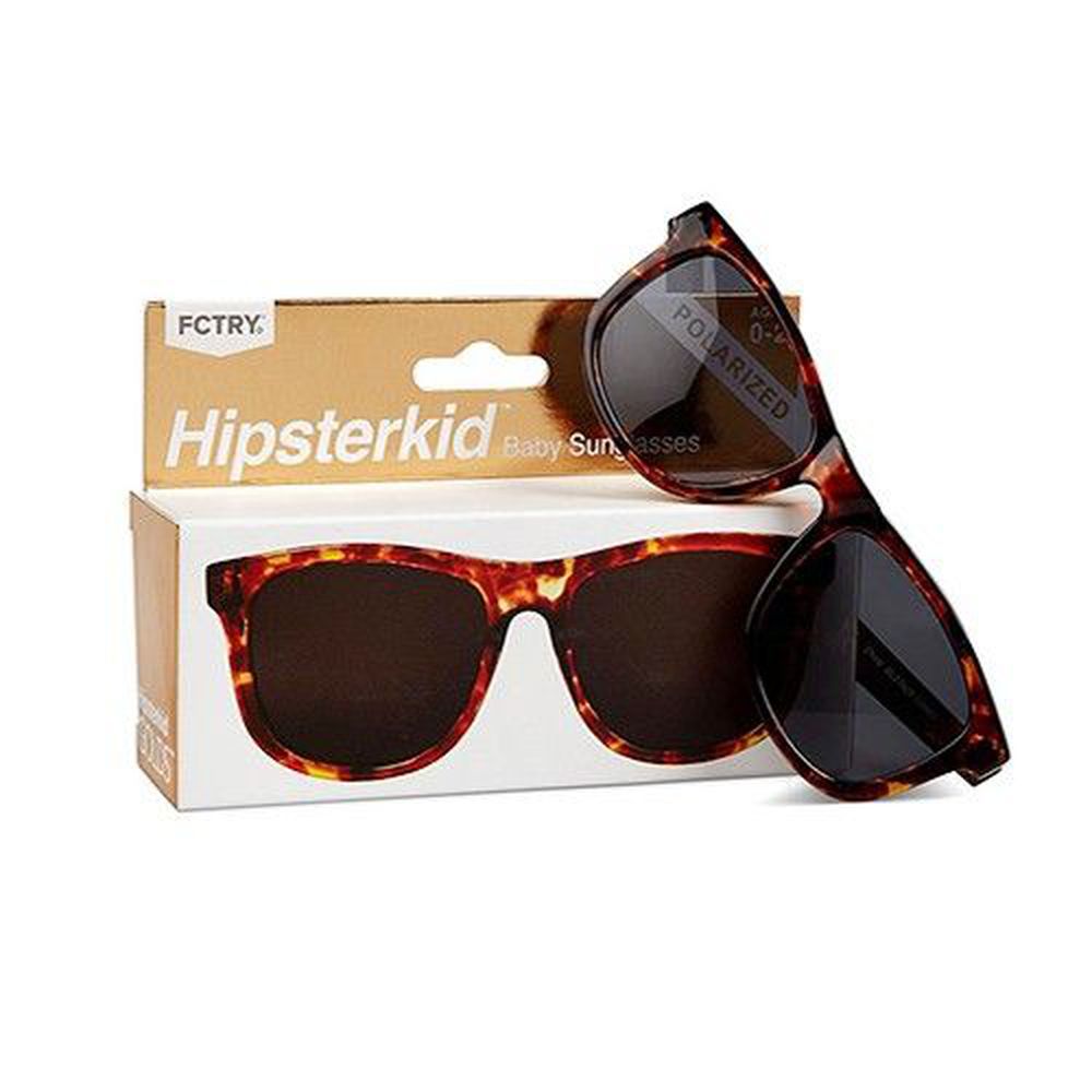 Hipsterkid - 抗UV奢華嬰童偏光太陽眼鏡(附固定繩/收納袋)-玳瑁
