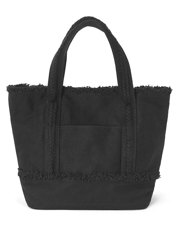 日本 GRL - 100%棉 厚磅抽鬚帆布托特包-黑 (F)