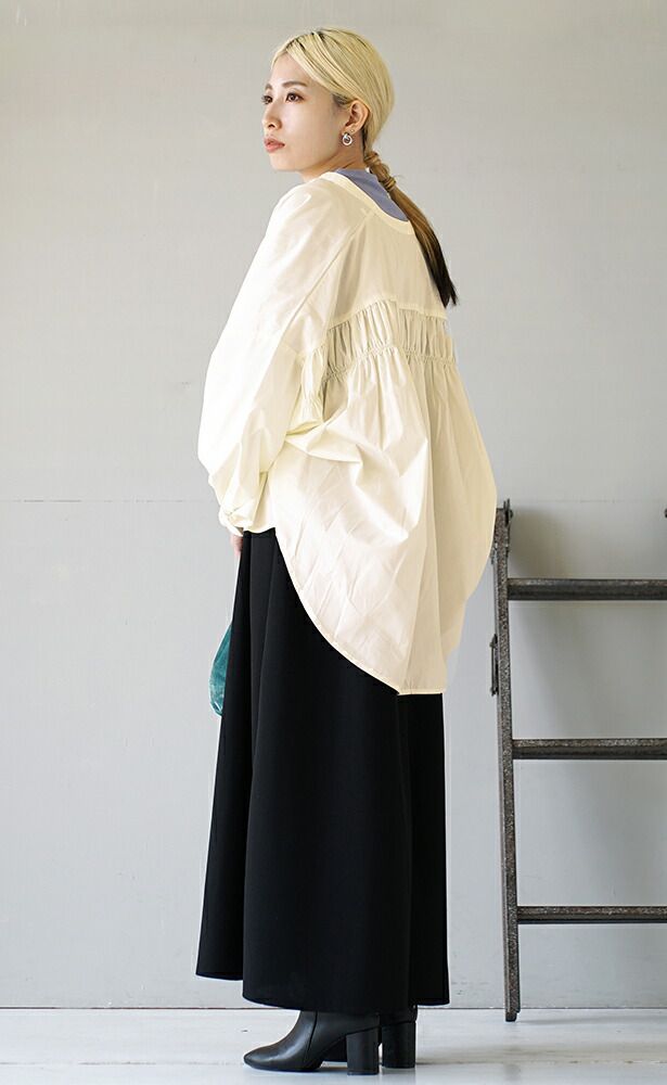 日本 zootie - 慵懶感後抽繩長袖襯衫-米杏