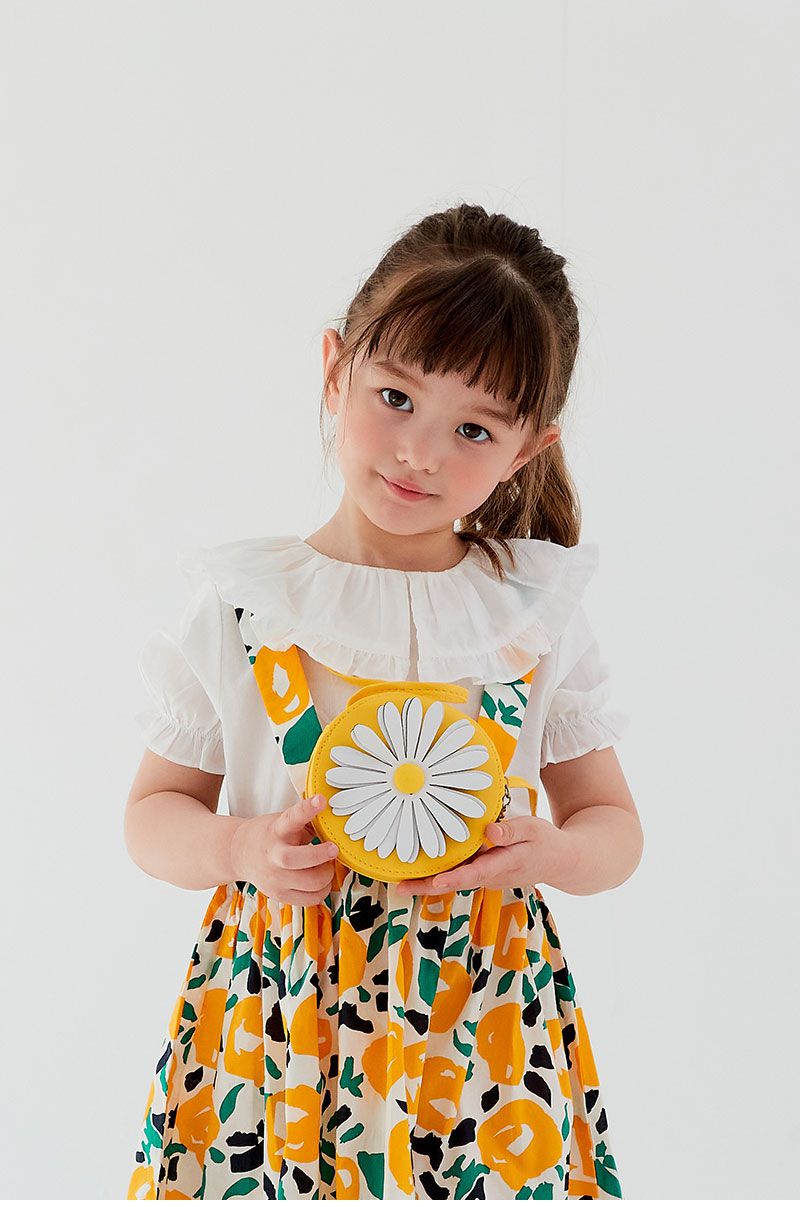 韓國 OZKIZ - (附包包)假兩件大黃花洋裝