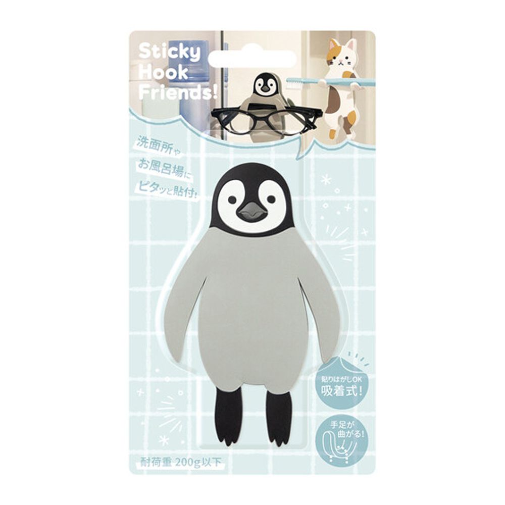 日本 TOYO CASE - 可彎折黏貼式置物掛鉤-企鵝