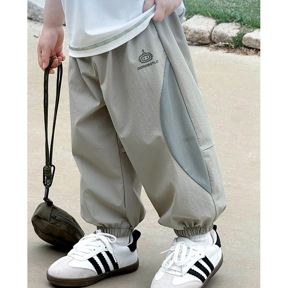 涼感吸溼快乾網眼拼接防蚊褲-機器人-綠色