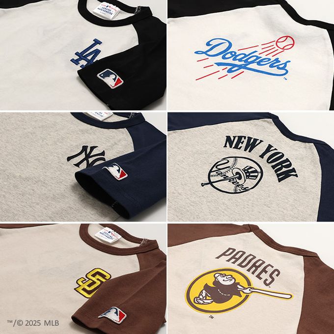 日本 Chil2 - MLB 撞色風短袖上衣-洛杉磯道奇-黑x白