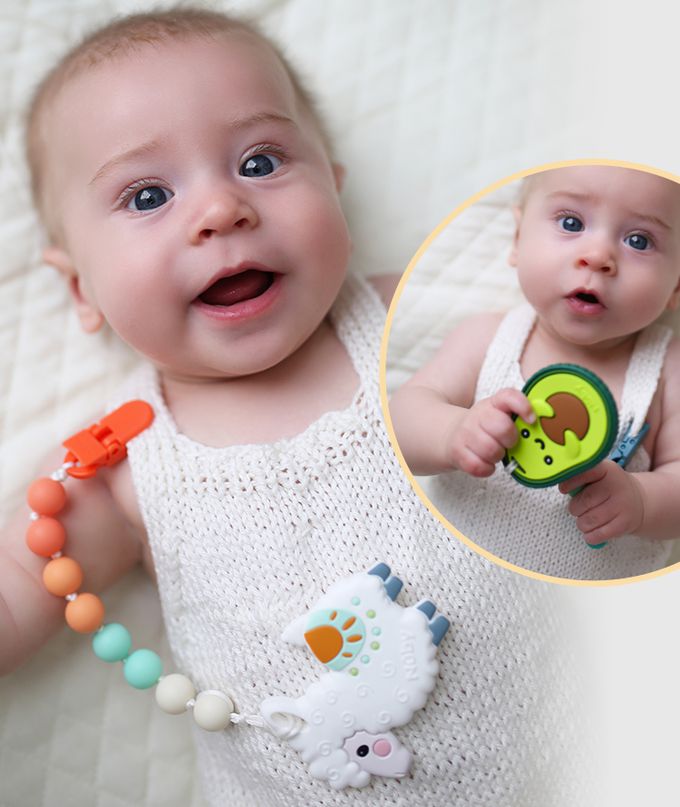 Nuby - 造型矽膠固齒奶嘴鍊組-葉子