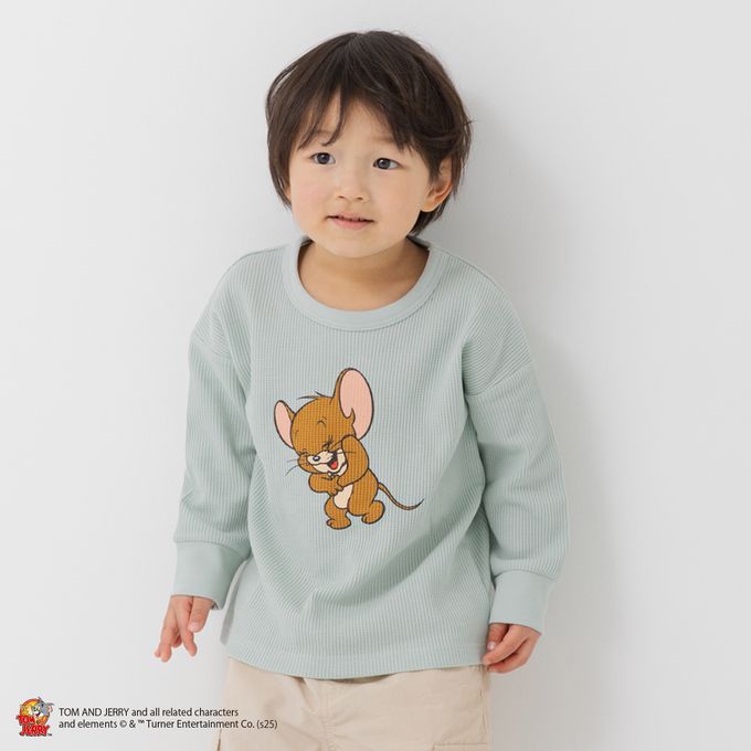 日本 Chil2 - 限定聯名 華夫格薄長袖上衣-四格表情-薄荷綠