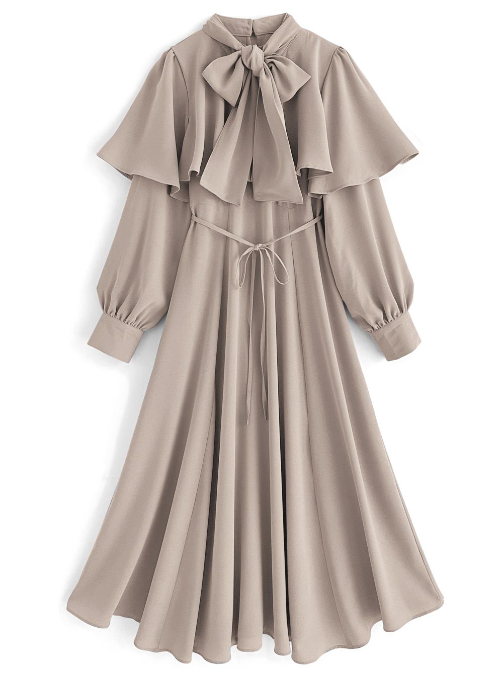 日本 GRL - 燭光晚餐斗篷領雪紡洋裝-寶貝藍