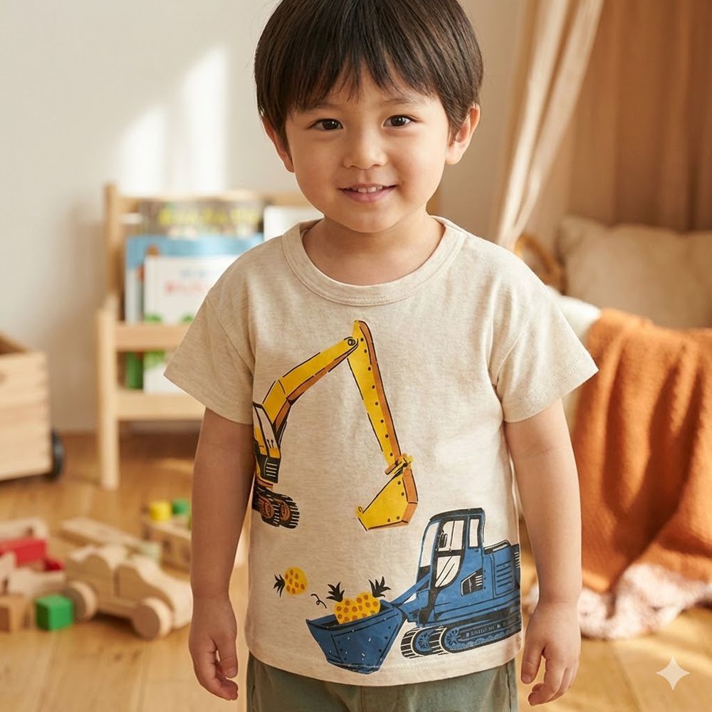 短袖T恤-淺卡其色