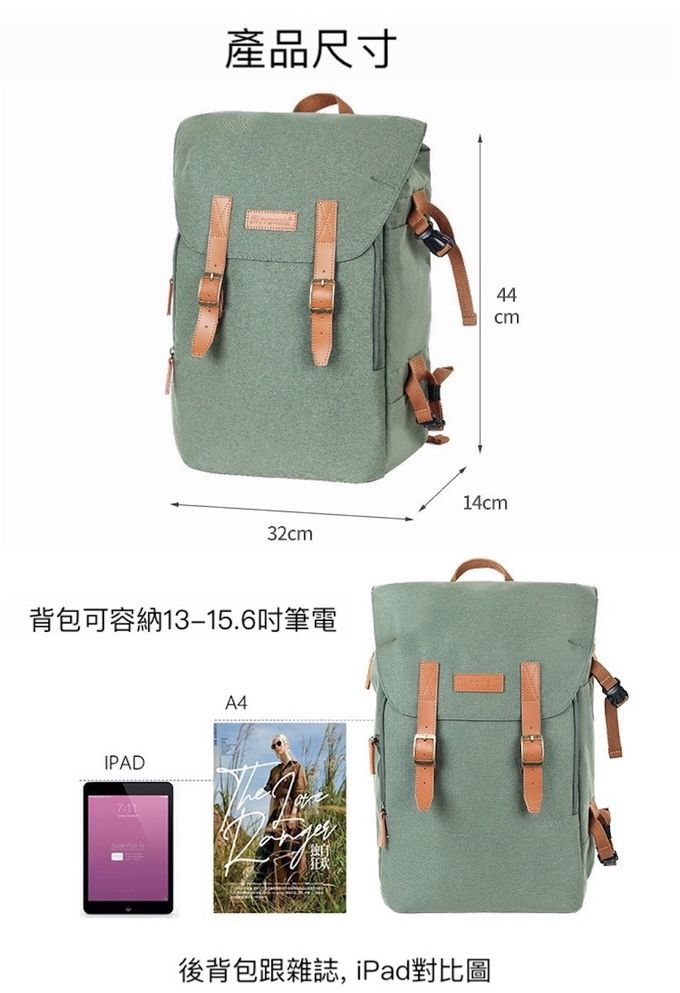 Heine 海恩 - Prowell 電腦包 筆電包 輕旅行後背包 旅行包 15.6吋筆電包 (WIN-53444)-軍綠