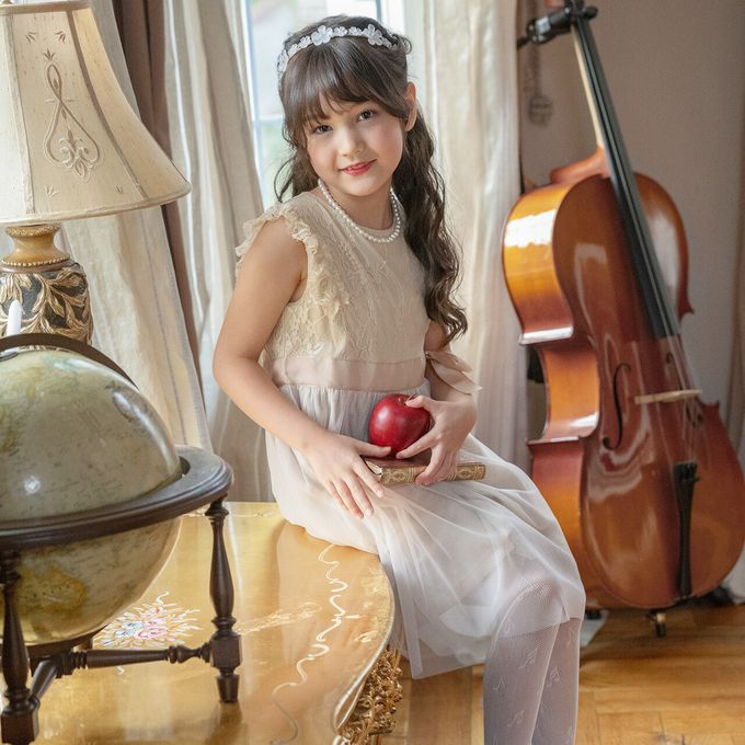 日本 Catherine Cottage - 復古風蕾絲薄紗無袖洋裝-優雅金