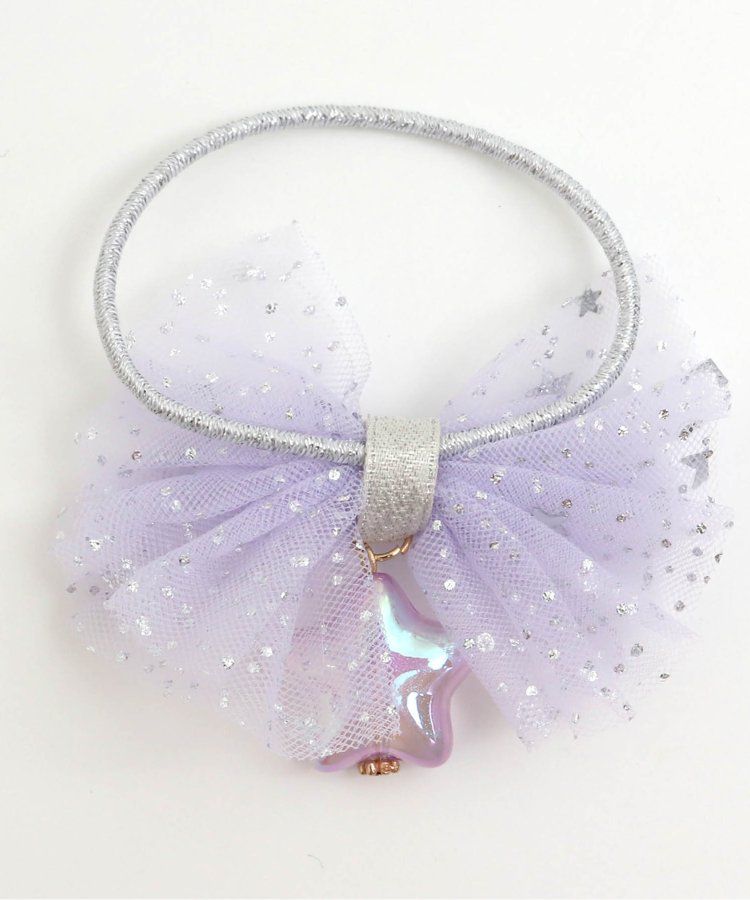 日本 apres les cours - 閃耀星星薄紗蝴蝶結髮圈-白 (F)