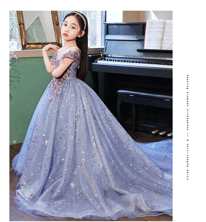 唯美星空卡肩式禮服-拖擺款-紫色