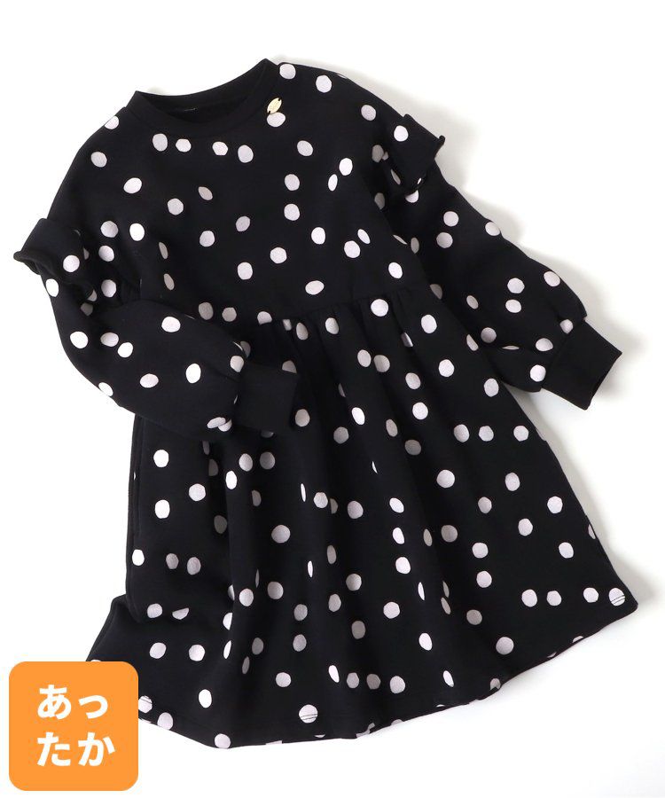 日本 apres les cours - [推薦]內刷毛溫暖荷葉長袖洋裝-丹寧-海軍藍