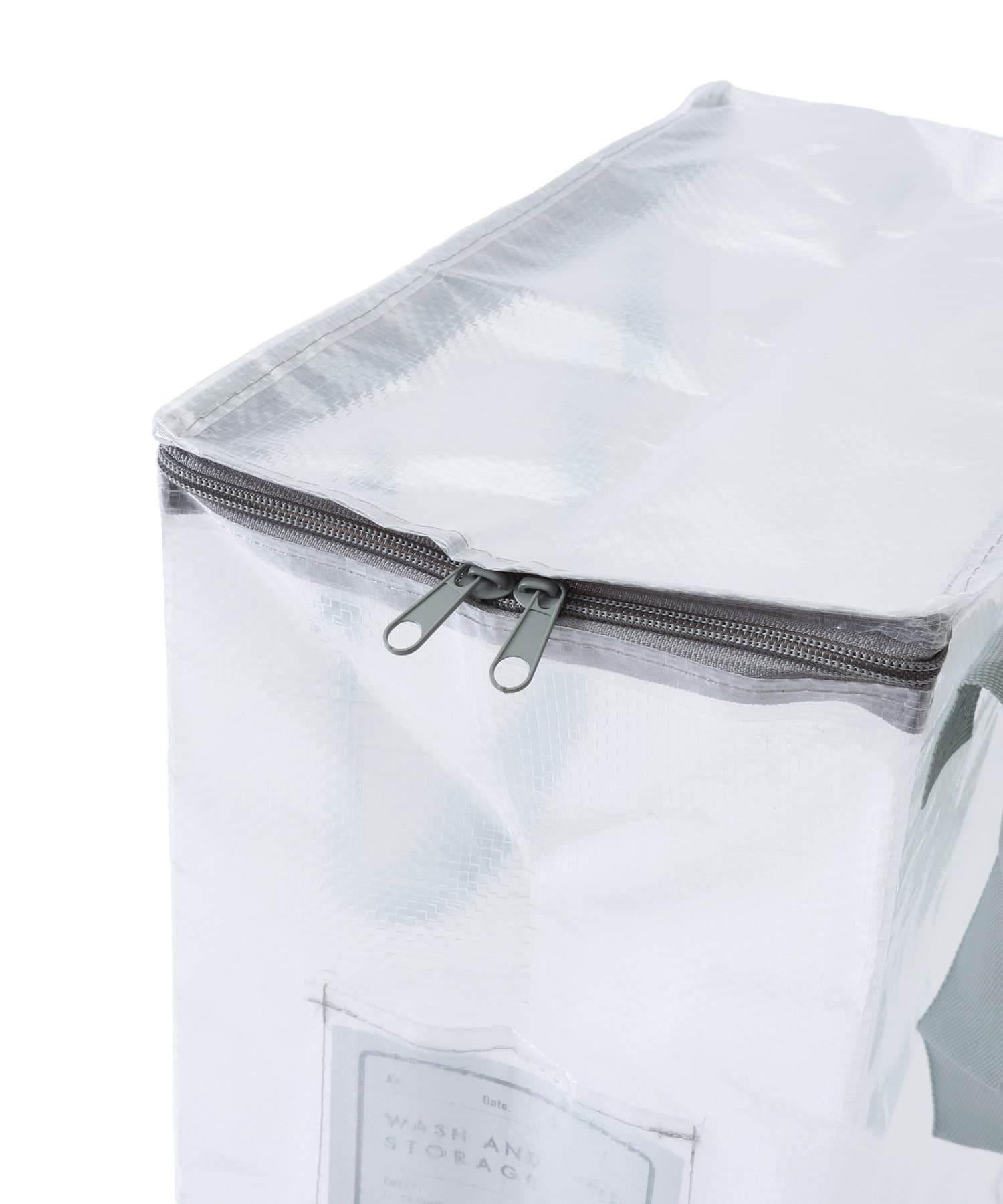 日本代購 - [日本主婦推薦] 半透明多功能直立式衣物收納袋(附提把) 3入組-淺灰 (L(20×36×47cm))