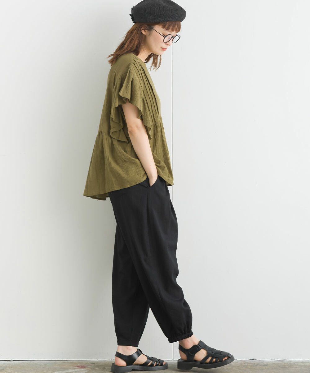 日本女裝代購 - 100%印度棉 超透氣荷葉短袖上衣-白