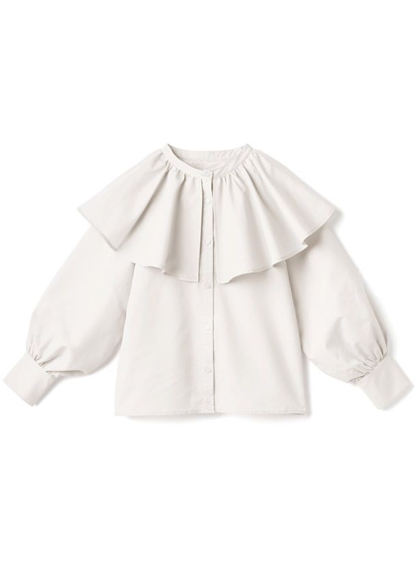 日本 GRL - 甜美翻領燈籠袖襯衫-天使白