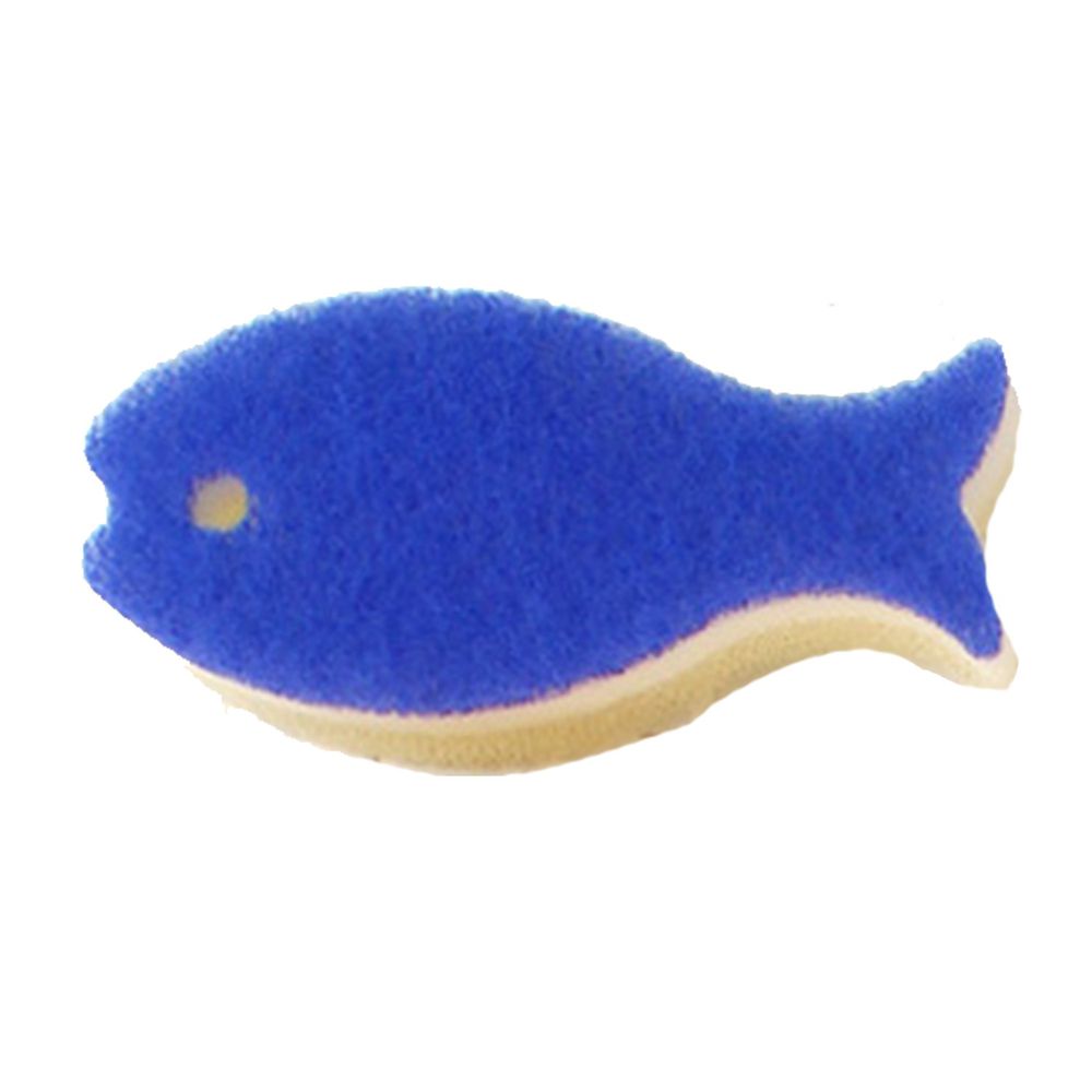日本 MARNA - 超強起泡力 日本製小魚3層菜瓜布(繽紛色)-藍