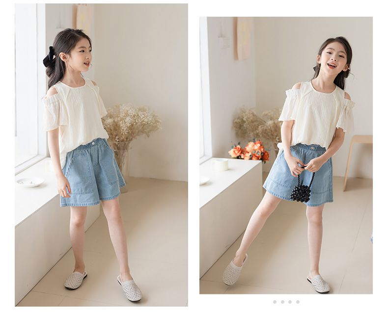 氣質花袖露肩上衣-米色