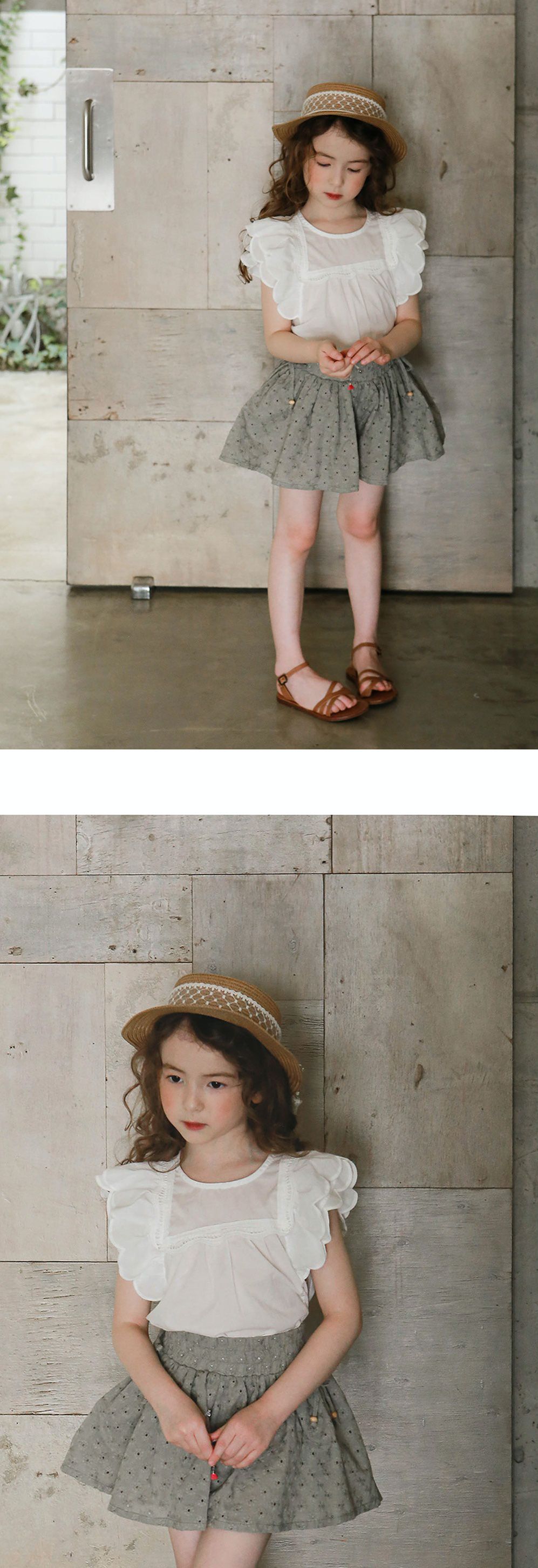 韓國 PuellaFLO - 蝴蝶狀荷葉袖上衣-象牙白