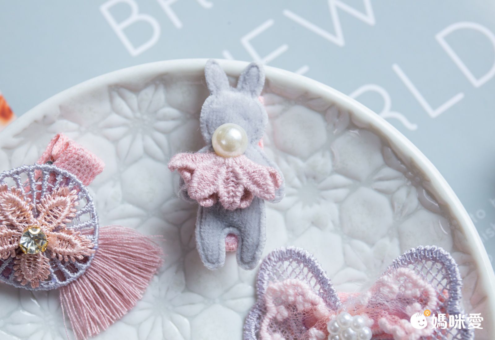 手工拼布蕾絲髮夾-捕夢網 (一組5入)